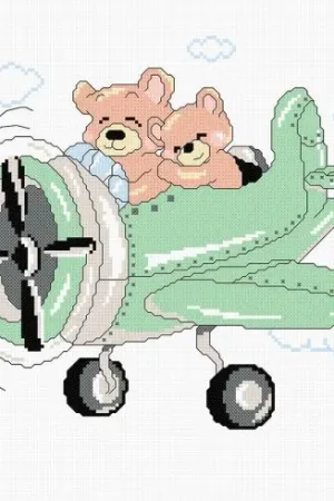 kit ricamo a punto croce - Orsetti gommosi in aereo - Princesse Occasione