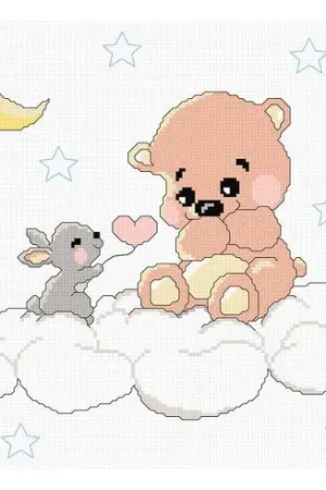kit ricamo a punto croce - Orsetto tra le nuvole - Princesse Occasione