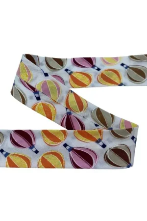 Sbieco Diagonale Nastro Traversino Cotone Stampa Mongolfiera Alto 25 Mm Promozione