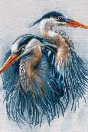 kit ricamo a punto croce - Aironi blu - Lanarte Esclusivo