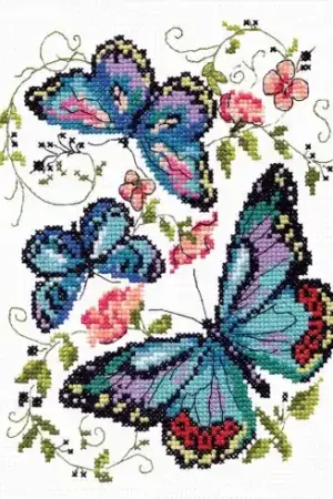 Di Tendenza kit ricamo a punto croce - Farfalle blu - Magic Needle