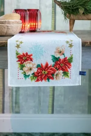 Kit runner da ricamare - Fiori di natale - Vervaco Super Prezzo