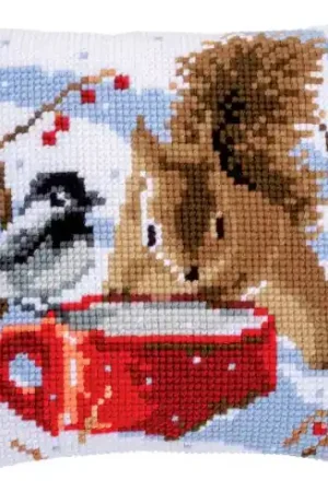 Promozione Esclusiva Kit cuscino fori grossi - Scoiattolo e pulcino - Vervaco