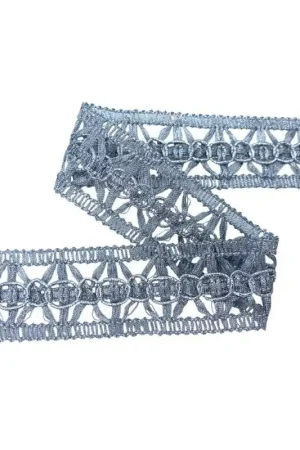 Passamaneria Bordo Argento Lurex Filo Metallizzato Arredamento Alto 35 Mm Prezzo Scontato