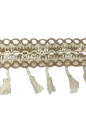 50 Cm Passamaneria Moda Etnica Frangia Juta Ricamo Cordoncino Filo Cotone Nappina Alto 8 Cm Offerta Lampo