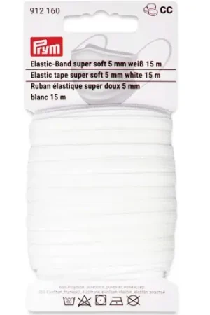 Spedito Oggi Merceria - Elastici - Nastro elastico bianco super morbido 5mm - 15 m - Prym