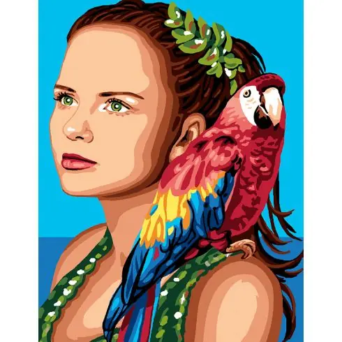 Canovaccio antico - Donna con pappagallo - Luc Créations Offerta Limitata