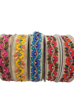 50 Cm Passamaneria Tramezzo Organza Gallone Ricamo Fiore Filo Oro Lurex Strass Alto 35 Mm Compra Online