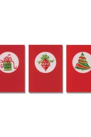 Occasione Imperdibile Kit bigliettini da ricamare - 3 Biglietto di Natale - Vervaco
