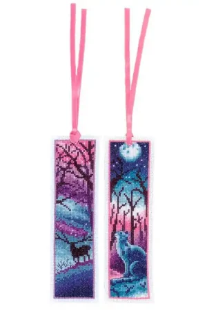 Prezzo Ridotto Kit Punto Croce Segnalibri Gatto e Cervo - Vervaco