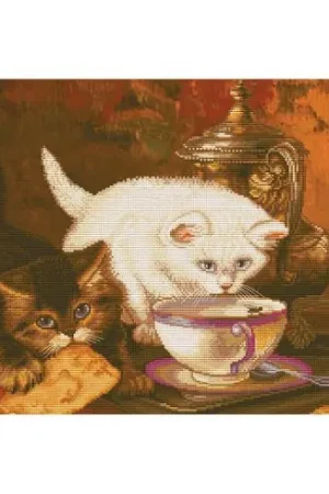 kit ricamo a punto croce - davanti a una tazza di tè - Nova Sloboda Compra Online