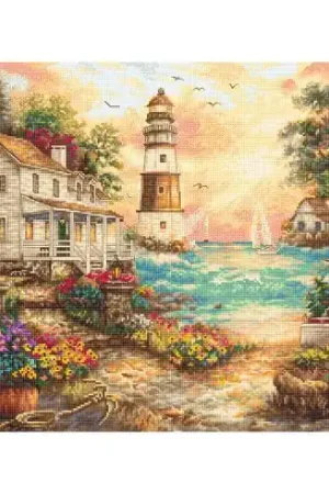 Spedizione Espresso kit ricamo a punto croce - Cottage con vista mare - Letistitch