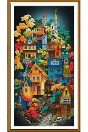 Kit di Ricamo - Moon Town - Nova Sloboda Spedizione Gratuita