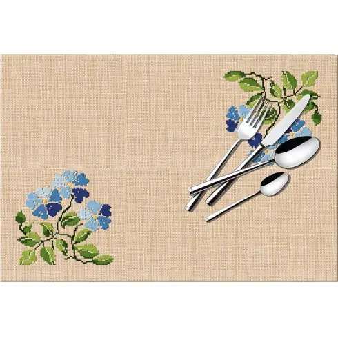 Kit set da tavolo da ricamare - Fiori blu - Luc Créations Solo Oggi