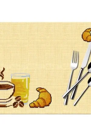 Kit set da tavolo da ricamare - Colazione - Luc Créations Spedito Oggi