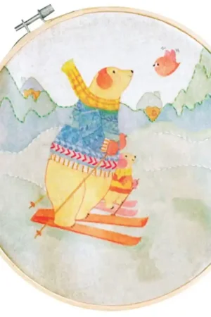 Ultima Occasione Kit di Ricamo per Principianti - Orso con Sci - Pony