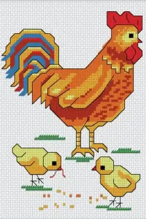 kit ricamo a punto croce - Papà gallina - Luc Créations Spedizione Espresso