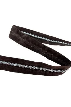 Passamaneria Bordo Copripunto Dainetto Marrone Strass Argento Lurex Alta 15 Mm Professionale