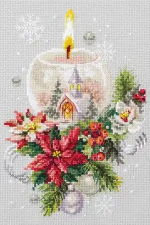 kit ricamo a punto croce - Candela di Natale - Magic Needle Nuova Collezione