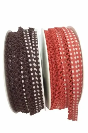 Reso Gratuito Passamaneria Profilo Apribile Cotone Stampato Pois Crochet Merletto Alta 15 Mm