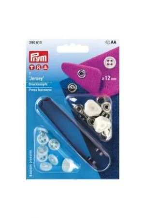 Ultime Pezzi Bottoni a pressione - Kit snap jersey / bianco - 12 mm - Prym