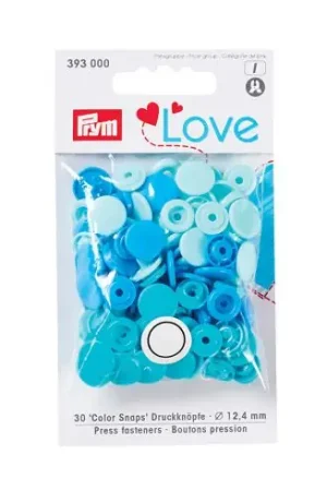 Di Tendenza Bottoni a pressione - 30 bottoni rivettatori blu chiaro/ blu medio/ blu scuro - 12.4 mm - Prym