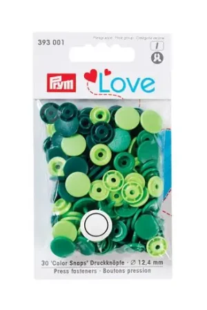 Novità Bottoni a pressione - 30 bottoni rivettatori verde chiaro/ verde medio/ verde scuro - 12.4 mm - Prym