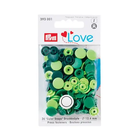 Novità Bottoni a pressione - 30 bottoni rivettatori verde chiaro/ verde medio/ verde scuro - 12.4 mm - Prym
