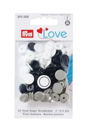 Affare Bottoni a pressione - 30 bottoni rivettatori grigio chiaro/ nero/ bianco - 12.4 mm - Prym