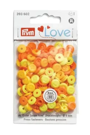 Bottoni a pressione - 36 bottoni rivettatori 9 mm giallo/ arancione chiaro/ arancione scuro - Prym Soddisfatti O Rimborsati