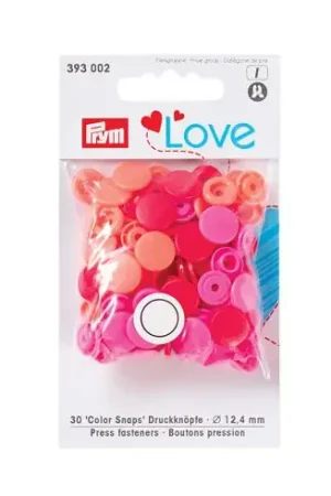 Popolare Bottoni a pressione - 30 bottoni rivettatrici corallo/ rosa/ rosso - 12.4 mm - Prym