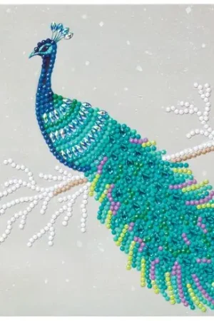 Affare Carta con ricamo a diamante - Pavone - Crystal Art D.I.Y