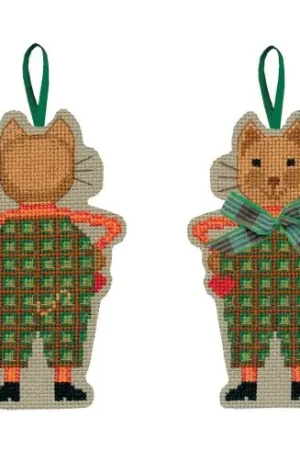Prezzo Scontato Kit di ornamenti da ricamare - Gatto a prua verde tartan - Le Bonheur des Dames