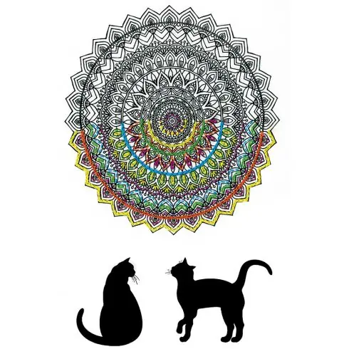 Must-Have Tela predisegnata - Mandala gatto - Zenbroidery