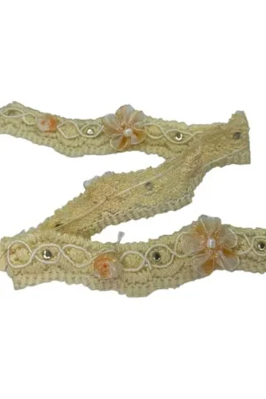 Ultimissimo Modello 50 Cm Passamaneria Bordo Copripunto Fiori Paillettes Crema Alto 2 Cm