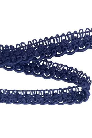 Economico Passamaneria Bordo Agremano Blu Viscosa Alto 15 Mm