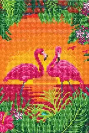 Kit ricamo diamante su telaio - Fenicotteri rosa - Crystal Art D.I.Y Prezzo Ridotto