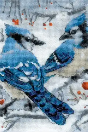 kit ricamo a punto croce - Ghiandaie blu - Riolis Prezzo Conveniente