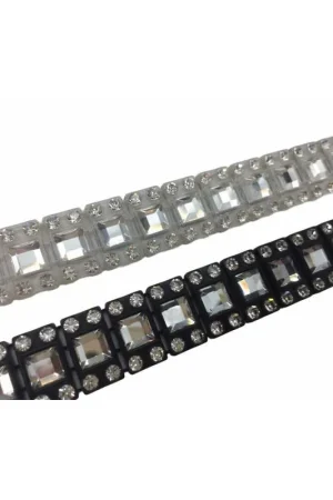 10 Cm Passamaneria Gioiello Strass Pietre Base Argento Alto 15 Mm Pagamento Sicuro