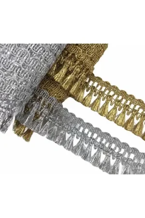 Consegna Rapida 20 Mt Passamaneria Frangia Nappina Lurex Lucida Alta 4 Cm