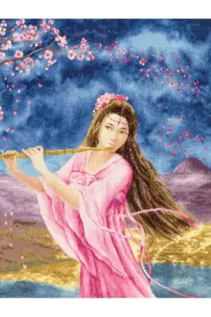 Sconto kit ricamo a punto croce - Donna con un flauto - Toison d'or