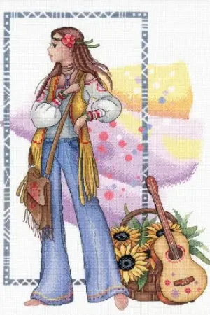 kit ricamo a punto croce - Donna hippie - MP Studia Occasione Imperdibile