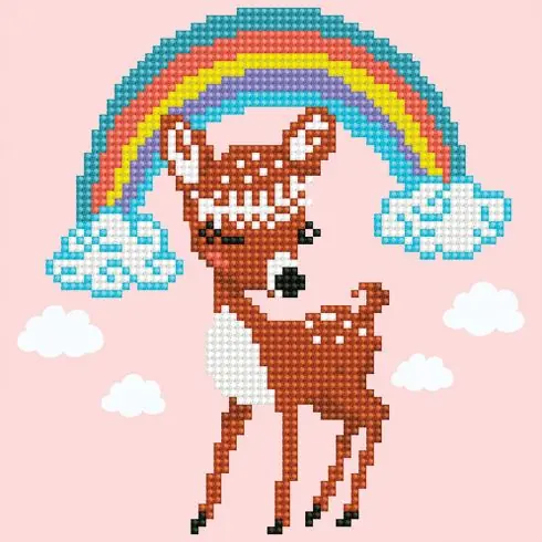 Economico Kit ricamo diamante - Cerbiatto arcobaleno - Diamond Art