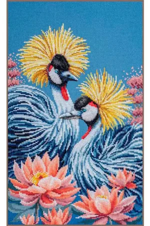 Kit di Punto Croce Black Crowned Cranes - Lanarte Economico