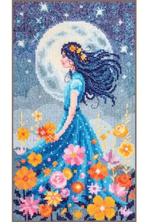 Kit per il Punto Croce Ragazza con la Luna - Vervaco Spedizione Gratuita