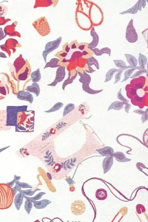 Nuovo Arrivo Tessuto Canvas Cotton Print Katia - Purple Rights