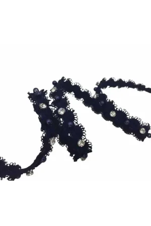 50 Cm Passamaneria Elastica Copripunto Strass Argento Perle Blu Alta 1 Cm Compra Adesso