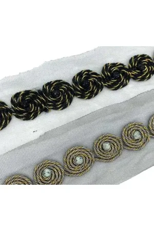50 Cm Passamaneria Bordo Cordoncino Cerchio Spirale Lurex Oro Pietra Strass Cucita Base Tulle Alto 2 Cm Direttamente Dal Produttore