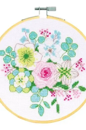 Vendita Finale Kit per ricamo a punto croce con tamburo - Mazzo d'inverno - DMC