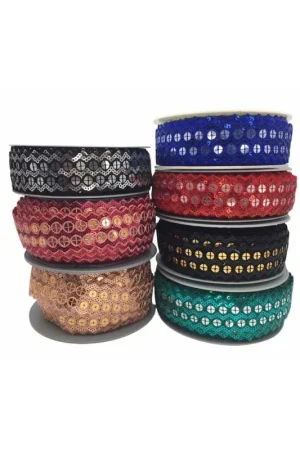 Occasione 50 Cm Passamaneria Copripunto Micro Paillettes Cucite Base Tulle Alta 3 Cm